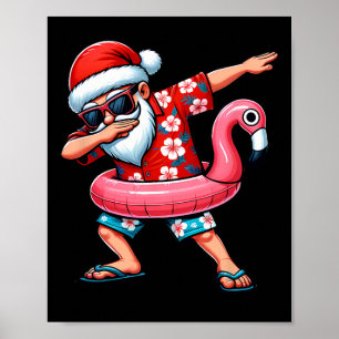 Póster Santa haciendo Dab Navidad en Julio Hawaiian Xmas 