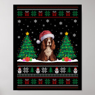 Póster Santa Hat Boykin Spaniel Perro árbol de navidad al