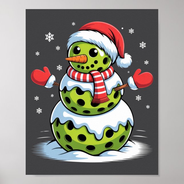 Póster Santa Hat Ckleball Snowman Christmas Men Women Kid (Frente)