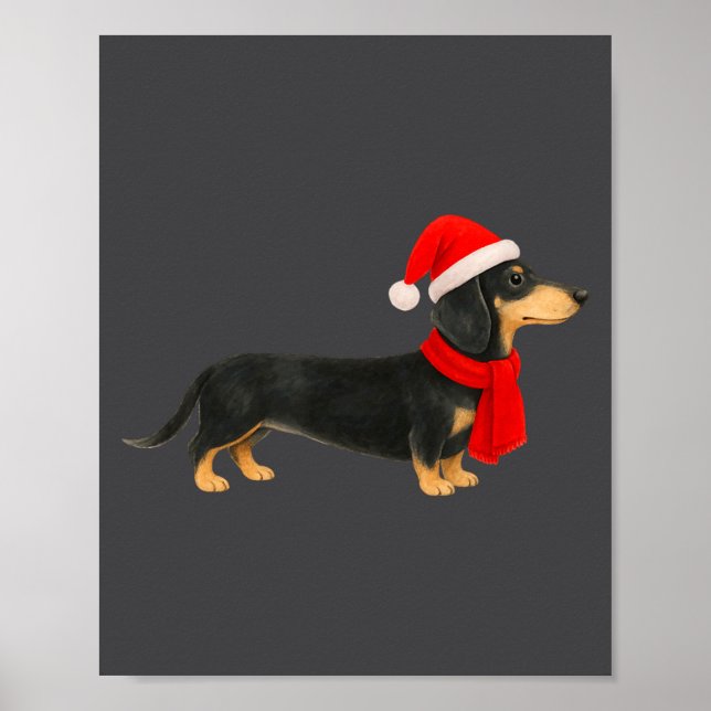 Póster Santa Hat Dachshund Christmas Funny Cute Dog Mom  (Frente)
