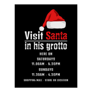 Póster Santa Hat, Horas de Visitantes de Santa Claus