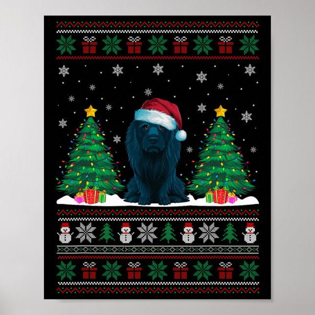 Póster Santa Hat Perro árbol de Navidad de África enciend (Frente)