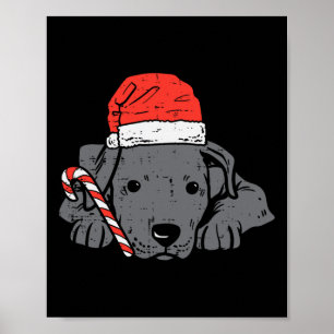 Póster Santa hat pitbull navidades de perro navidad mujer