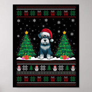 Póster Santa Hat Schnauzer Perro Árbol de Navidad se ilum