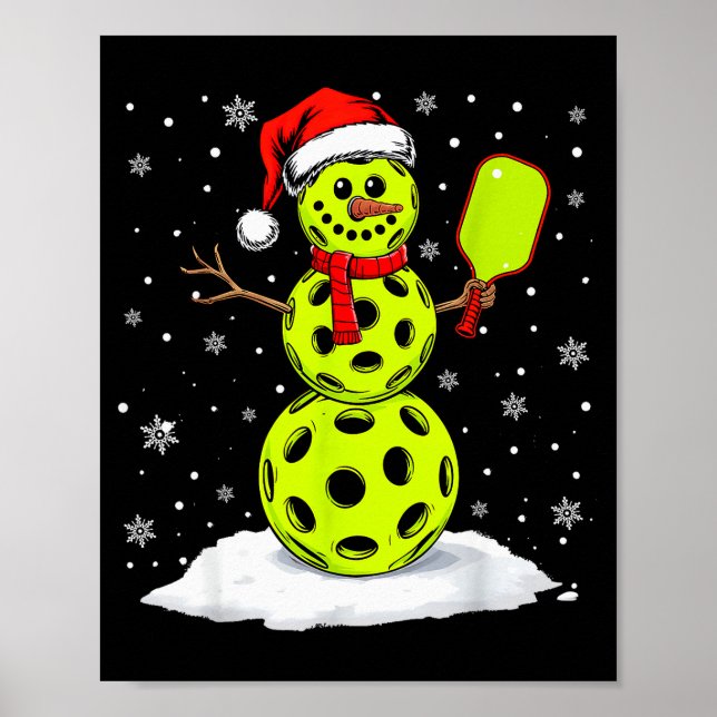 Póster Santa Hat Snowman Xmas Funny Ckleball Lover Christ (Frente)