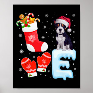 Póster Santa Hat Xmas Stocking American Staffordshire Ter