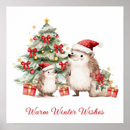 Póster Santa Hedgehog Christmas Wishes 