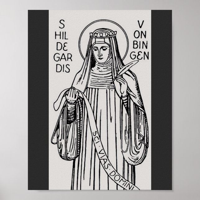 Póster Santa Hildegarda de Bingen abadesa benedictina (Frente)