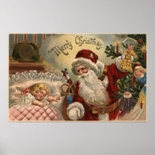 Póster Santa Holding Doll, Sleeping Girl