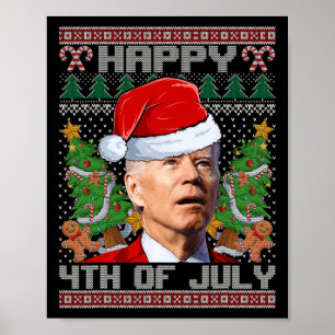 Póster Santa Joe Biden Feliz 4 De Julio De Los Navidades 