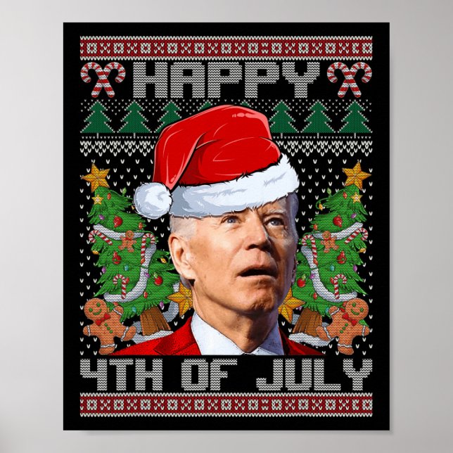 Póster Santa Joe Biden Feliz 4 De Julio De Los Navidades  (Frente)