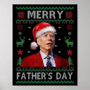 Póster Santa Joe Biden Merry Fathers Day Ugly Navidades S
