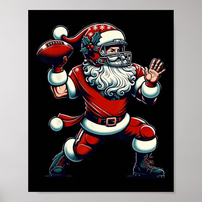 Póster Santa Jugando A Las Navidades De Fútbol Estadounid (Frente)