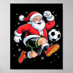 Póster Santa jugando fútbol Navidad chicos hombres niños 