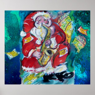 PÓSTER SANTA JUGANDO SAX, NAVIDADES MUSICALES FIESTA NOCT