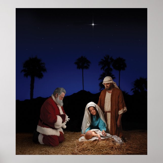 Póster Santa Kneeling de la Natividad (Frente)