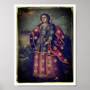 Póster Santa Lucy al estilo de la Escuela Cusco