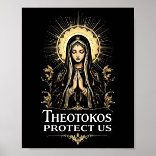 Póster Santa María Teotokos, cristiana ortodoxa, nos prot