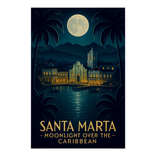 PÓSTER SANTA MARTA — MOONLIGHT OVER THE CARIBBEAN (Anverso)