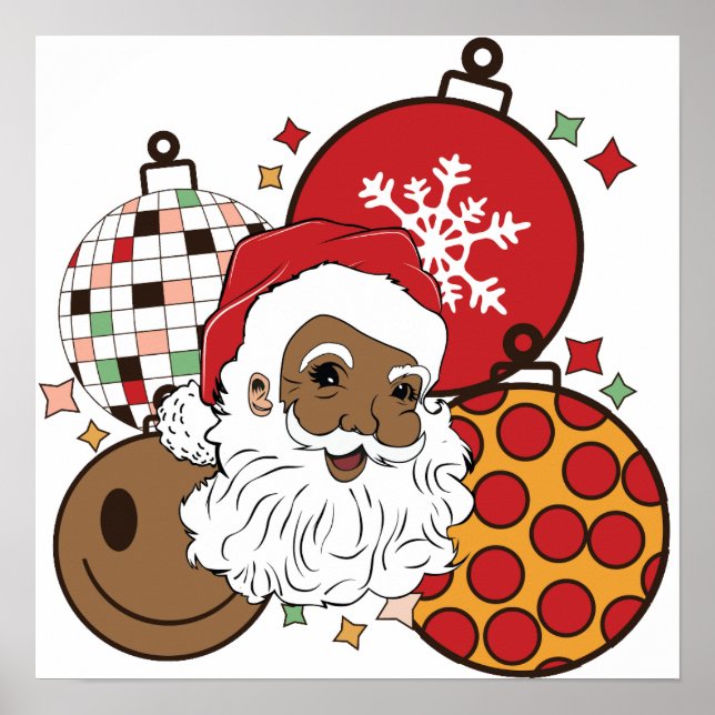 Póster Santa Melanin Navidades hombres africanos brutos (Frente)