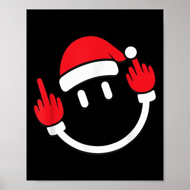 Póster Santa Middle Finger Flip Off _ Christmas Profanity (Frente)