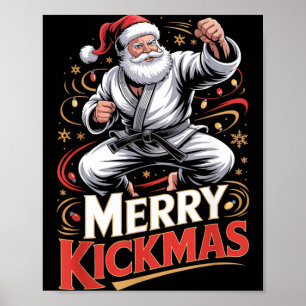 Póster Santa MMA Karate Feliz Patadas Navidad Feo Jiu