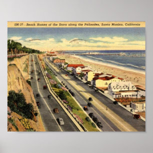Póster Santa Mónica CA, California, Hogares de las Estrel