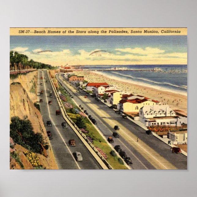 Póster Santa Mónica CA, California, Hogares de las Estrel (Frente)
