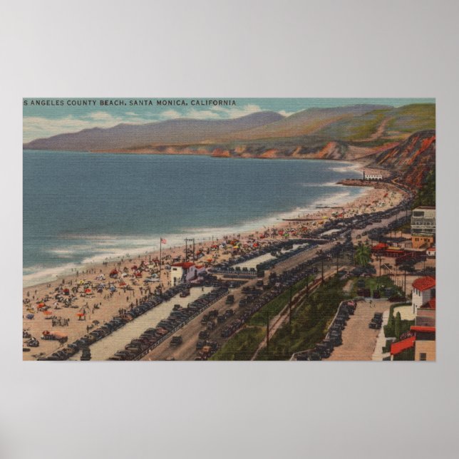 Póster Santa Mónica, CA - La playa del condado de Los Áng (Frente)