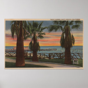 Póster Santa Mónica, CA - puerto del yate y opinión de la