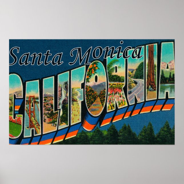 Póster Santa Mónica, California - Escenas de letras grand (Frente)