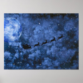 Póster Santa Moonlight Flying