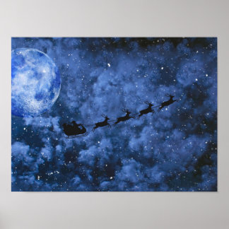 Póster Santa Moonlight Flying
