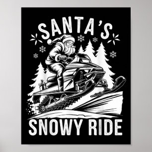 Póster Santa Moto de nieve Montar en moto de nieve Navida
