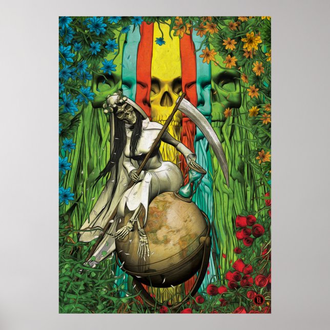 Póster Santa Muerte Tarot - El mundo (Frente)