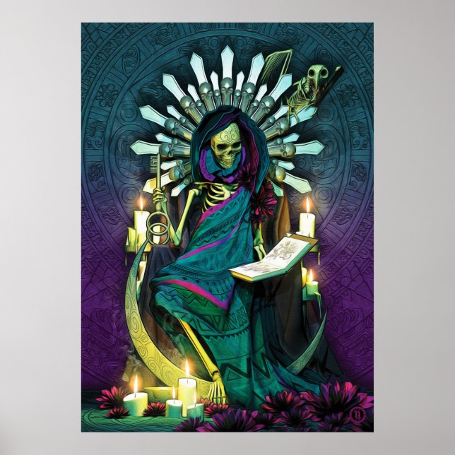 Póster Santa Muerte Tarot - La alta sacerdotisa (Frente)