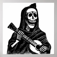 Santa Muerte tocando guitarra