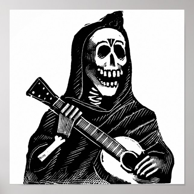 Póster Santa Muerte tocando guitarra (Frente)