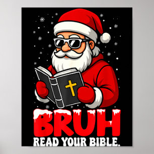 Póster Santa Navidad Cristiano Hermano Lee Tu Biblia Rel