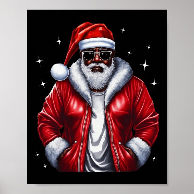 Póster Santa Navidades afroamericanos Pajama Guay Black (Frente)