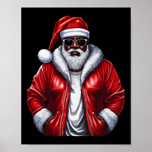 Póster Santa Navidades afroamericanos Pajama Guay Black (Frente)