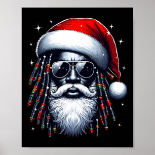Póster Santa Navidades afroamericanos Pajama Guay Black