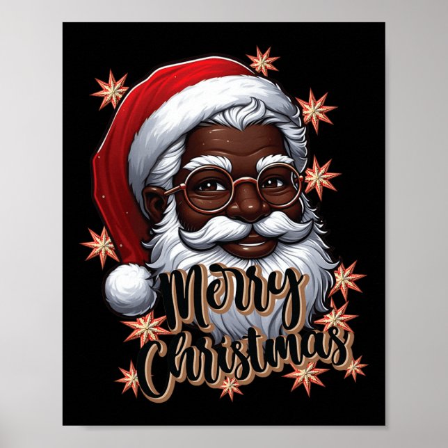 Póster Santa Navidades afroamericanos Pajama mamáes X neg (Frente)