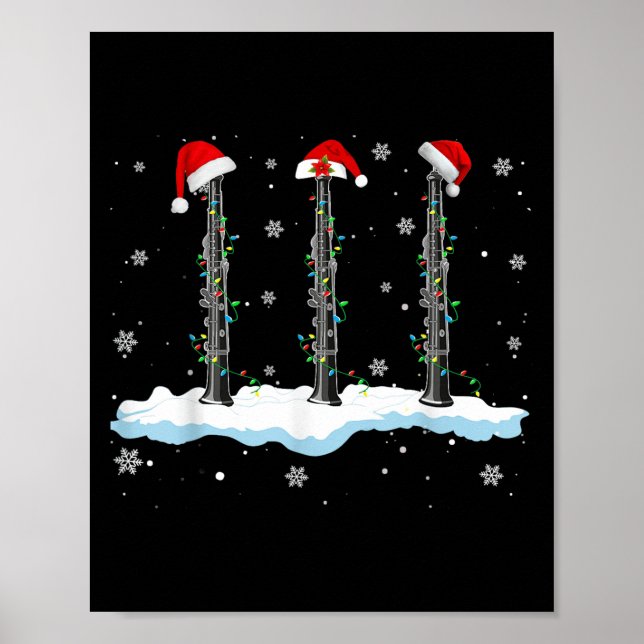 Póster Santa Oboe Christmas Lights Funny Oboe Lover  (Frente)