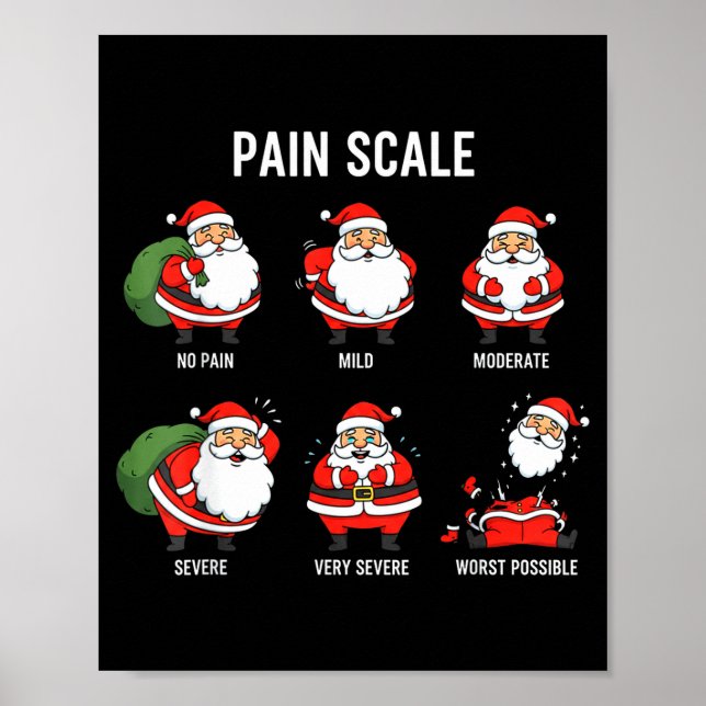 Póster Santa Pain Scale Funny Christmas Design For Nurse  (Frente)