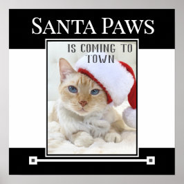 Póster Santa Paws Viene Al Poster De Navidades Locales