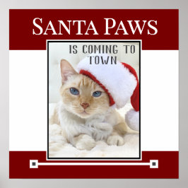Póster Santa Paws Viene Al Poster De Navidades Locales
