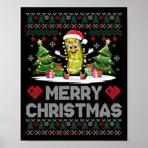 Póster Santa Pickle Merry Christmas Funny Xmas Fiesta Feo