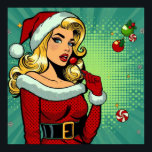 Póster Santa Pinup: Pop Art Glam<br><div class="desc">Un juguetón de arte pop en el clásico chica de pinup,  esta rubia glamorosa roza un traje de Santa con estilo vintage. Sus labios rojos audaces,  el chupete festivo y el ambiente retro le dan un toque moderno y descarado al estilo de pinup de vacaciones.</div>