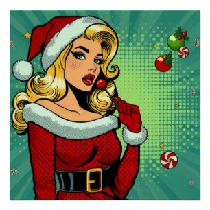 Póster Santa Pinup: Pop Art Glam